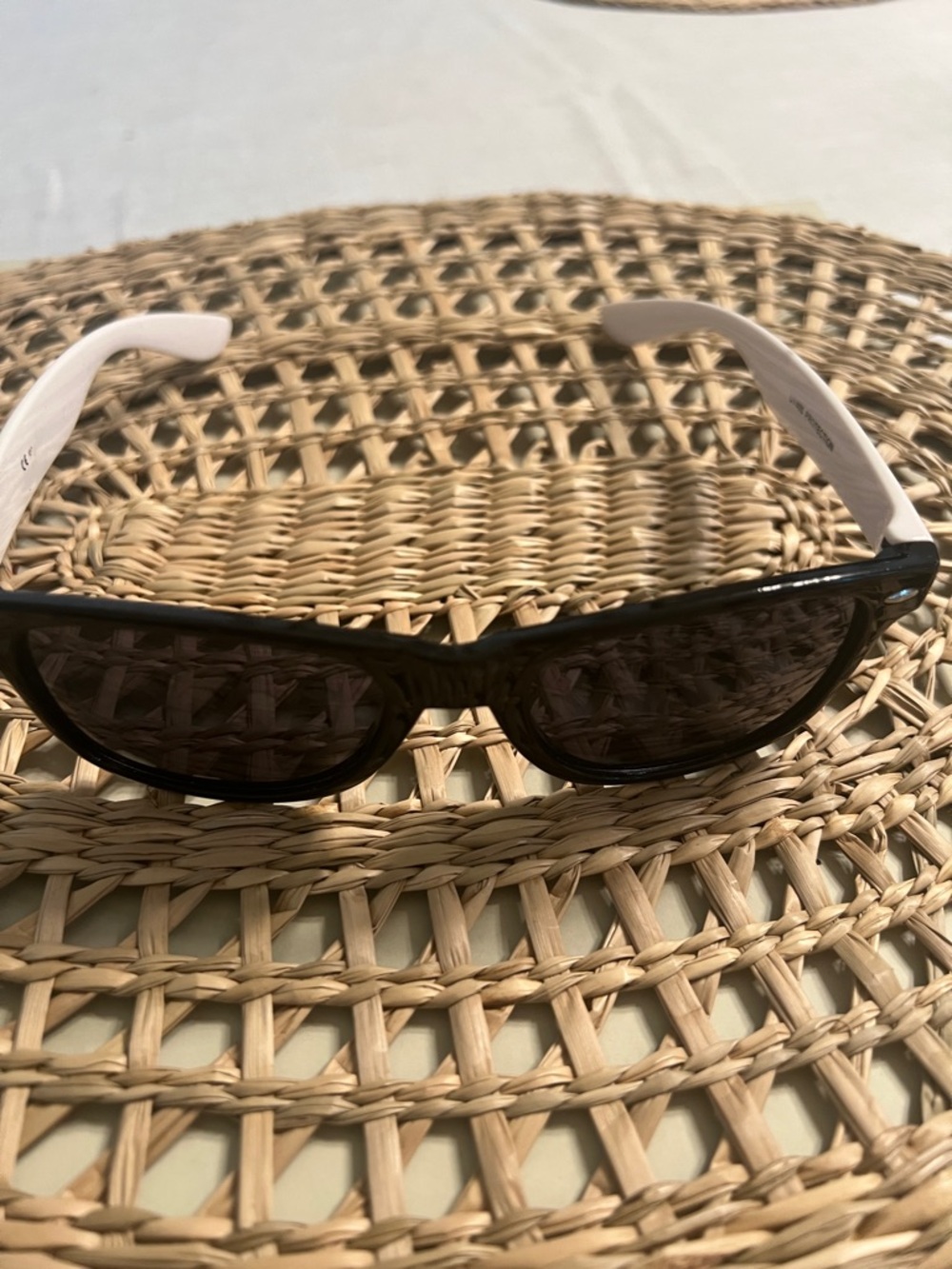 Black Frame Sunglasses with White Temples